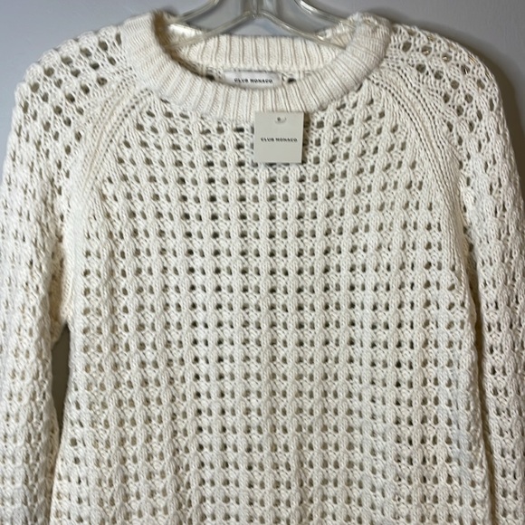 Club Monaco Open Stitch Sweater Chandails Cream Size Small NEW - Picture 2 of 9